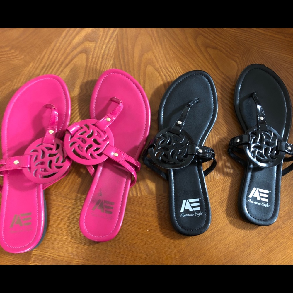 Lot American Eagle Sandal Hot Pink & Black 8 Cute